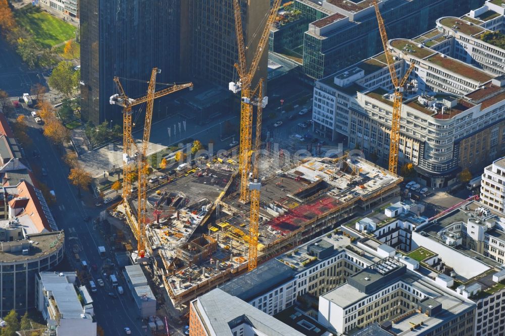 Luftbild Berlin - Baustelle des Neubaus Axel Springer Campus - OMA an der Krausenstraße - Schützenstraße in Berlin