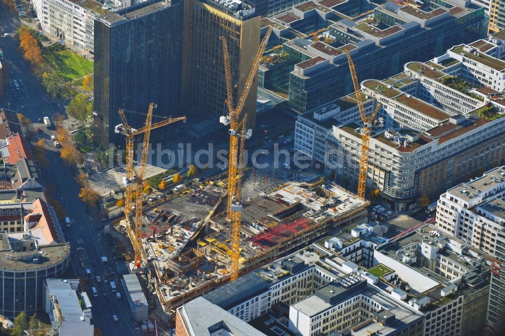 Luftaufnahme Berlin - Baustelle des Neubaus Axel Springer Campus - OMA an der Krausenstraße - Schützenstraße in Berlin