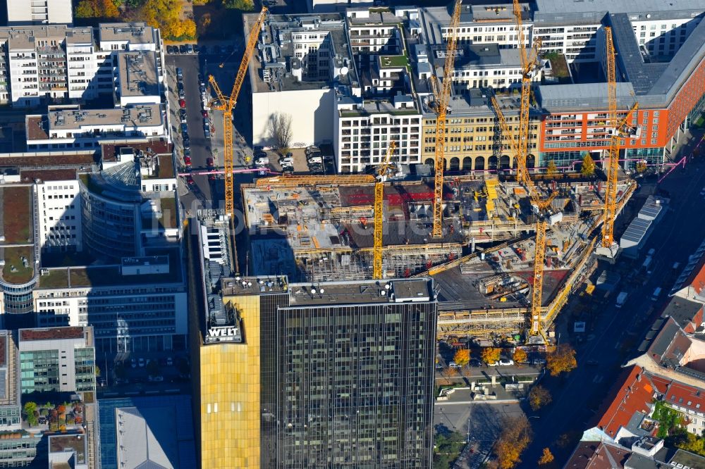 Luftbild Berlin - Baustelle des Neubaus Axel Springer Campus - OMA an der Krausenstraße - Schützenstraße in Berlin