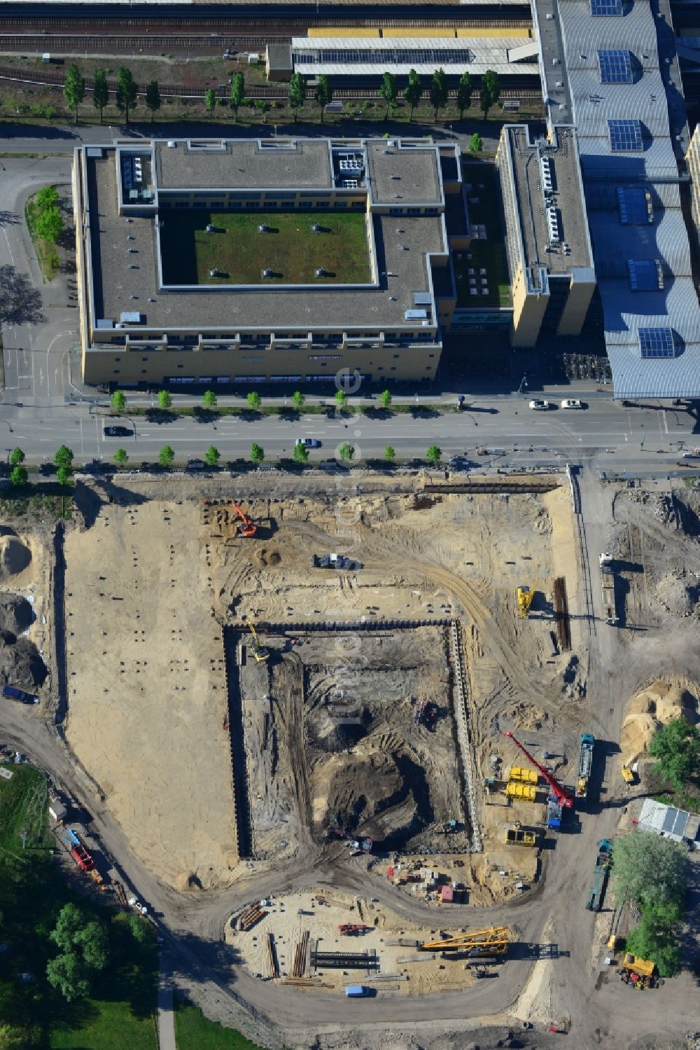 Potsdam aus der Vogelperspektive: Baustelle eines Neubaus in Potsdam im Bundesland Brandenburg