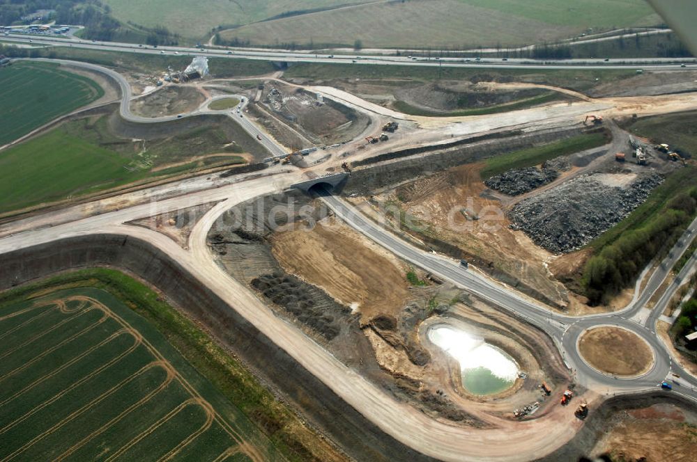 Luftbild Eisenach - Baustelle neue Anschlussstelle Eisenach-West A4