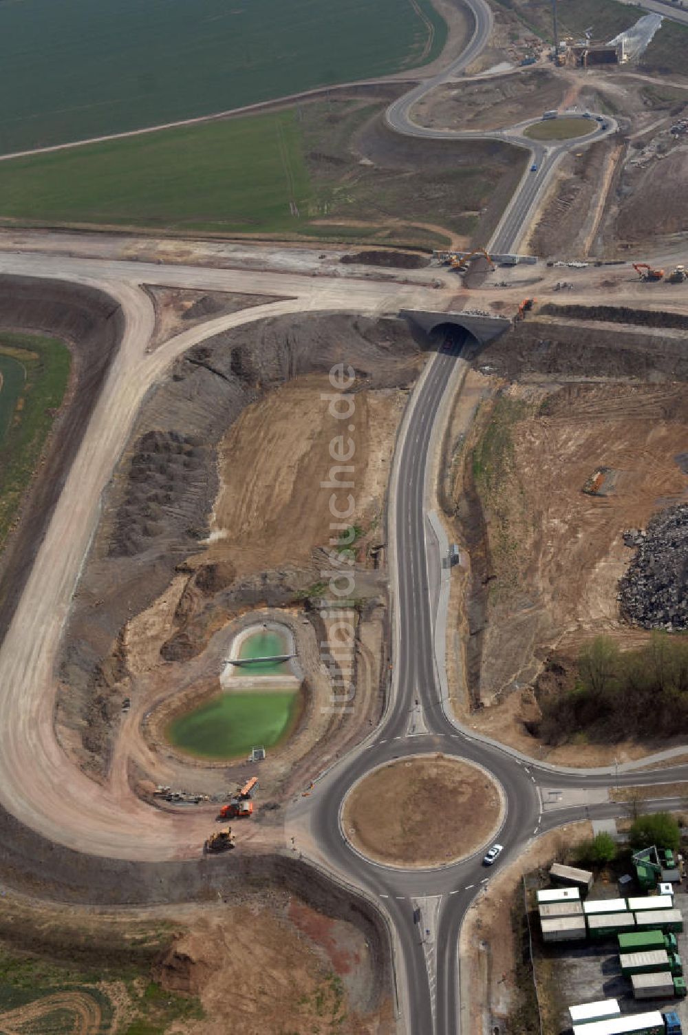 Eisenach von oben - Baustelle neue Anschlussstelle Eisenach-West A4