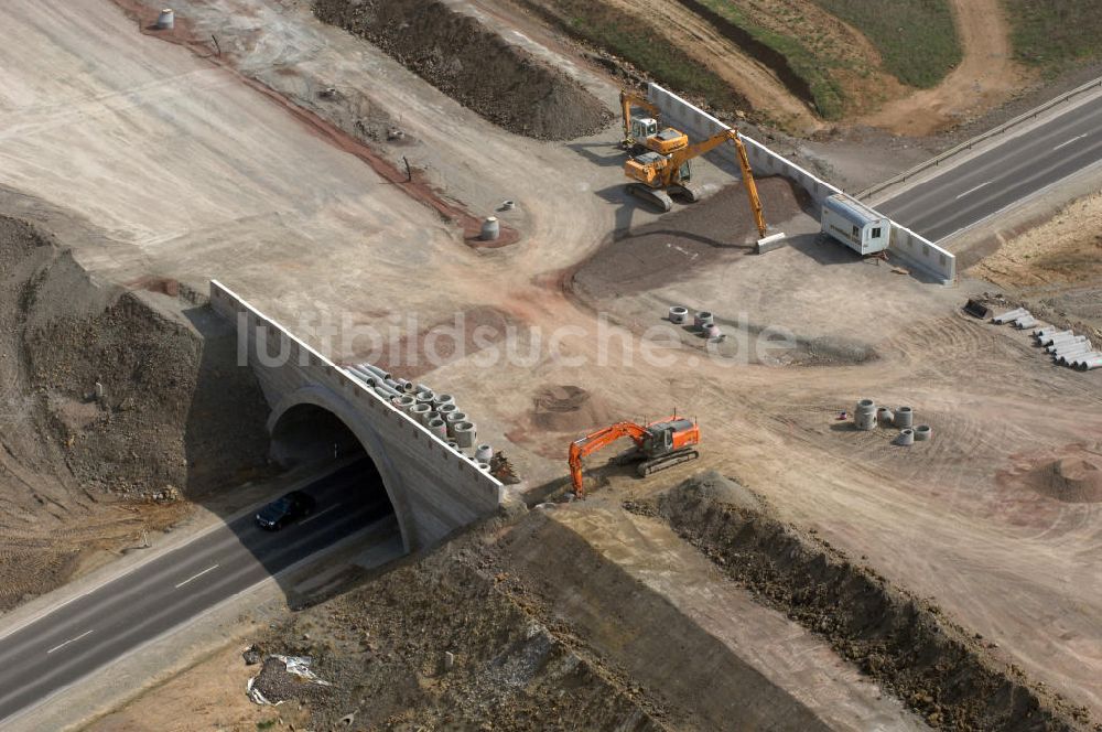 Eisenach von oben - Baustelle neue Anschlussstelle Eisenach-West A4