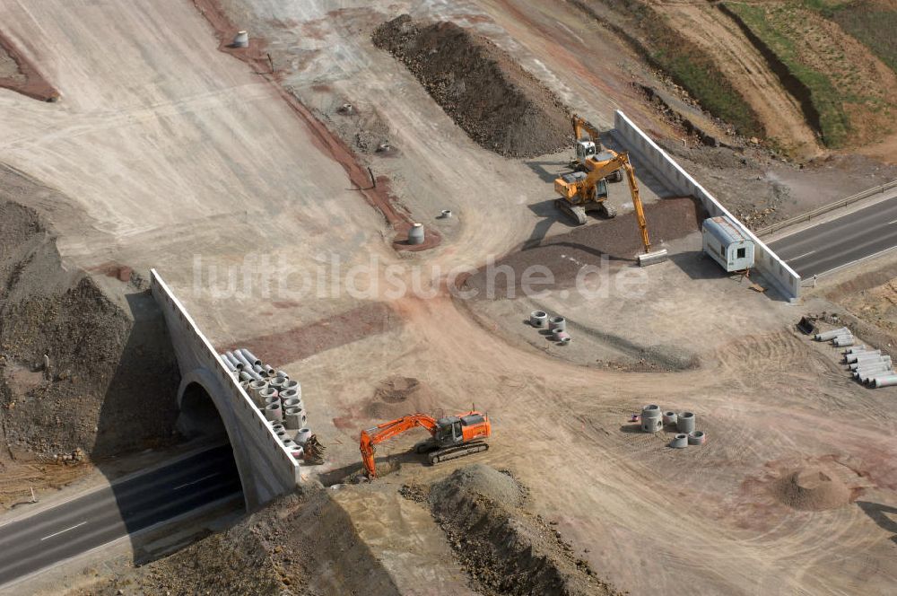 Eisenach aus der Vogelperspektive: Baustelle neue Anschlussstelle Eisenach-West A4