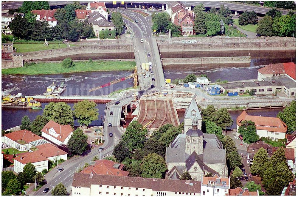 Luftaufnahme Hameln - Baustelle Neue Münsterbrücke