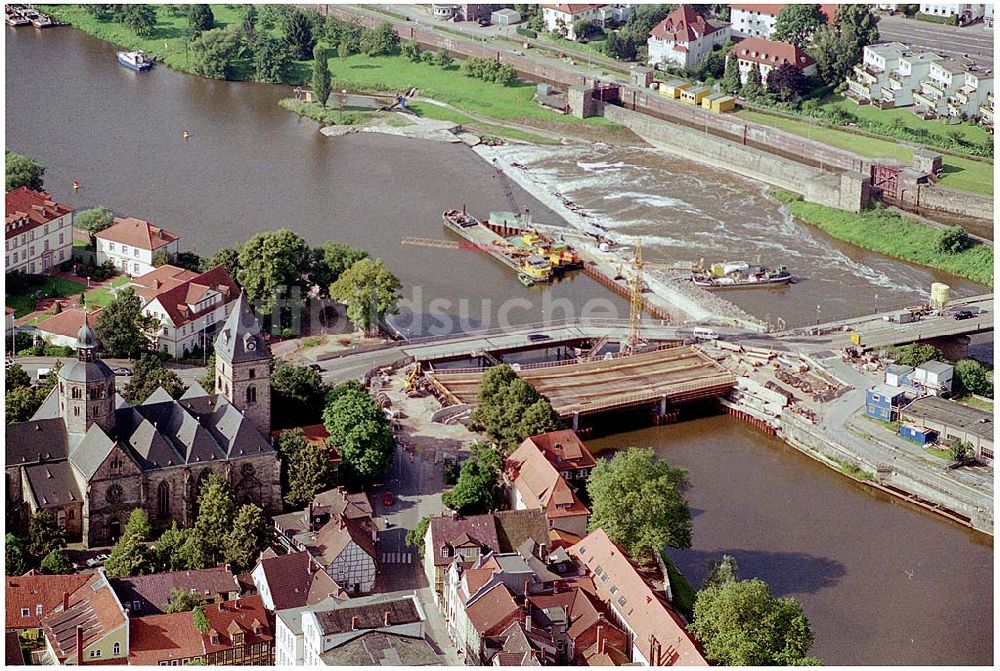 Hameln aus der Vogelperspektive: Baustelle Neue Münsterbrücke