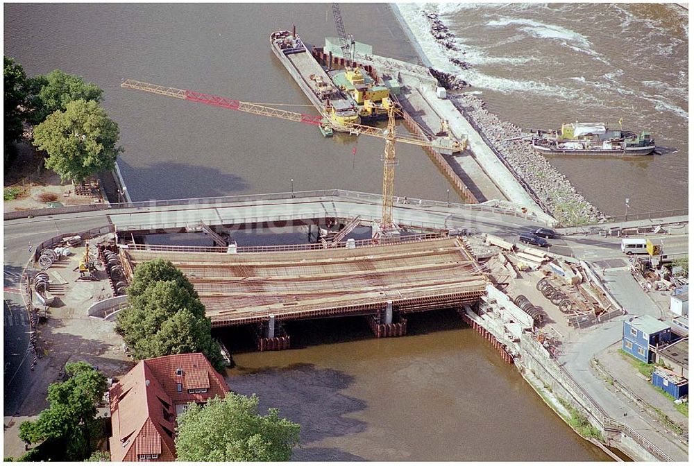 Luftbild Hameln - Baustelle Neue Münsterbrücke