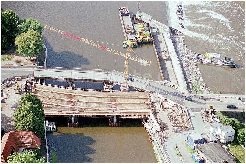 Luftaufnahme Hameln - Baustelle Neue Münsterbrücke