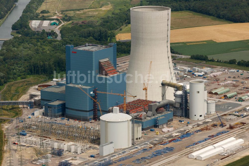 Luftaufnahme Datteln - Baustelle des neue Steinkohlekraftwerk Datteln am Dortmund-Ems-Kanal