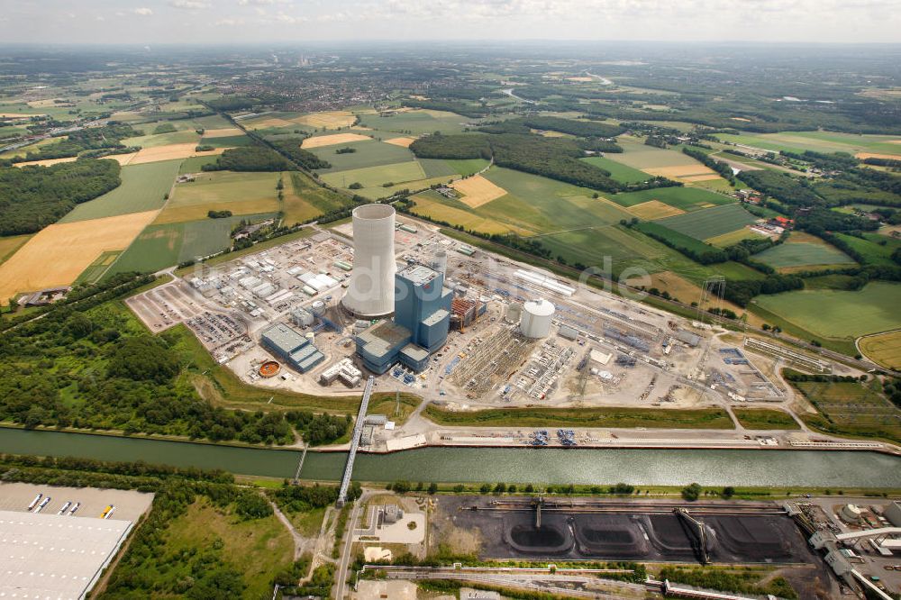 Luftbild Datteln - Baustelle des neue Steinkohlekraftwerk Datteln am Dortmund-Ems-Kanal