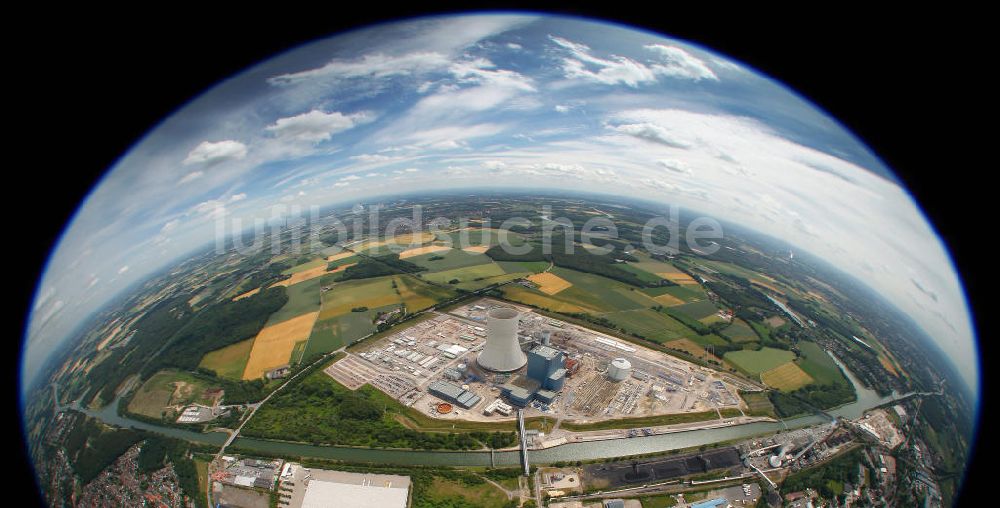 Luftaufnahme Datteln - Baustelle des neue Steinkohlekraftwerk Datteln am Dortmund-Ems-Kanal