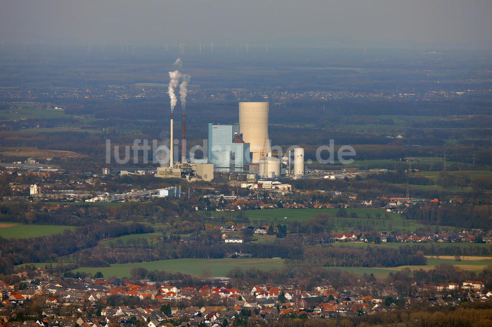 Datteln aus der Vogelperspektive: Baustelle des neue Steinkohlekraftwerk Datteln am Dortmund-Ems-Kanal