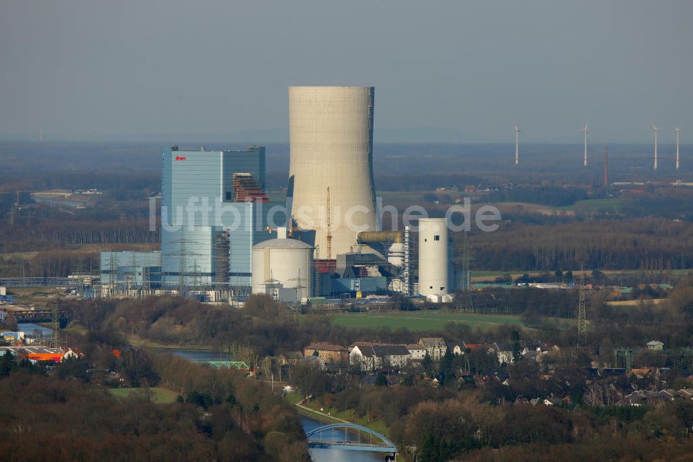 Luftbild Datteln - Baustelle des neue Steinkohlekraftwerk Datteln am Dortmund-Ems-Kanal