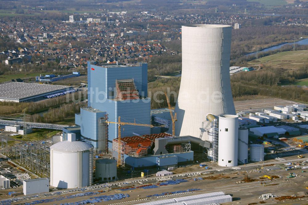 Luftbild Datteln - Baustelle des neue Steinkohlekraftwerk Datteln am Dortmund-Ems-Kanal