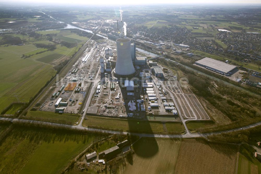 Datteln aus der Vogelperspektive: Baustelle des neue Steinkohlekraftwerk Datteln am Dortmund-Ems-Kanal