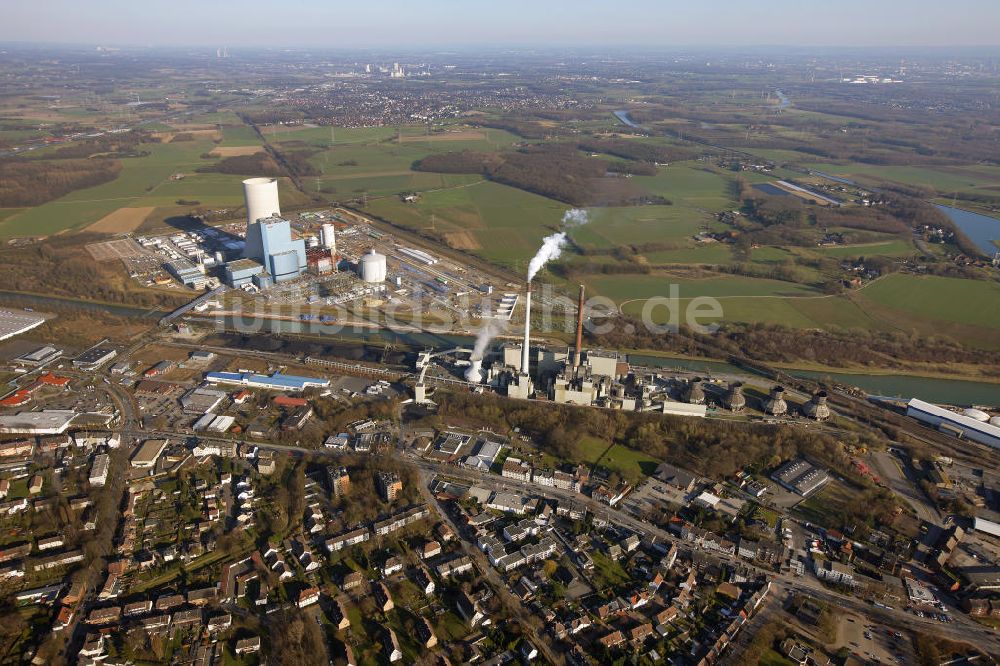 Luftaufnahme Datteln - Baustelle des neue Steinkohlekraftwerk Datteln am Dortmund-Ems-Kanal