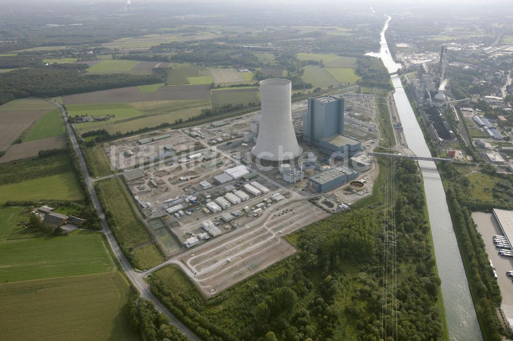 Luftaufnahme Datteln - Baustelle des neue Steinkohlekraftwerk Datteln am Dortmund-Ems-Kanal