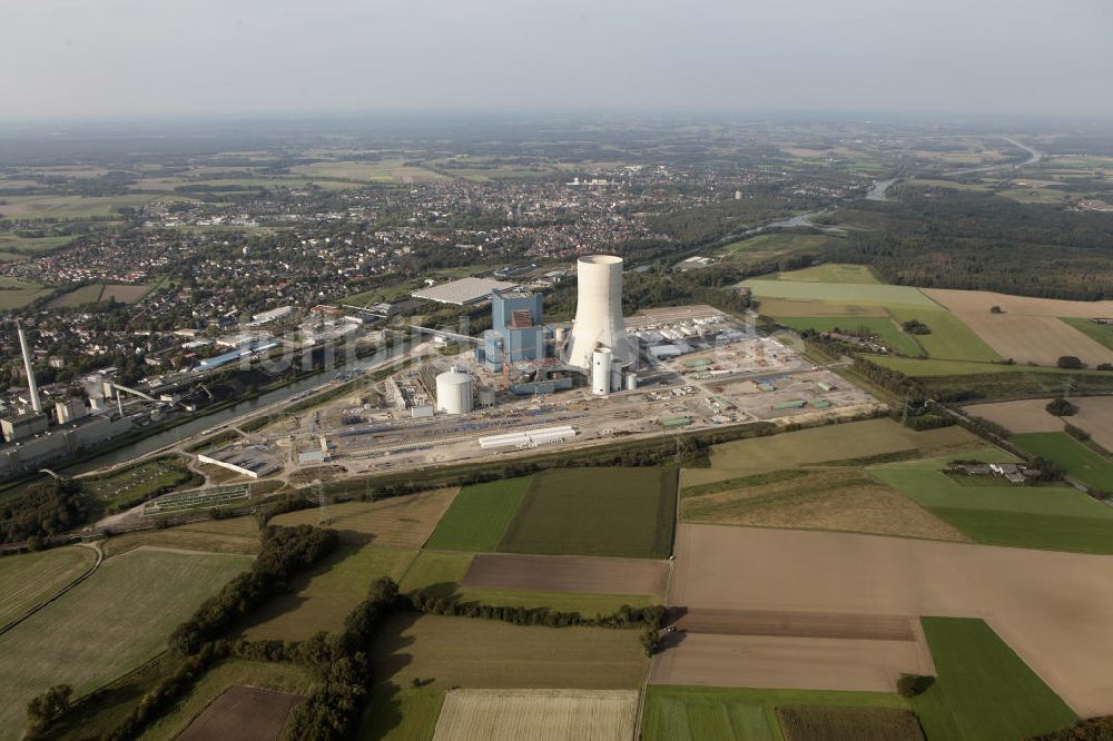 Datteln von oben - Baustelle des neue Steinkohlekraftwerk Datteln am Dortmund-Ems-Kanal