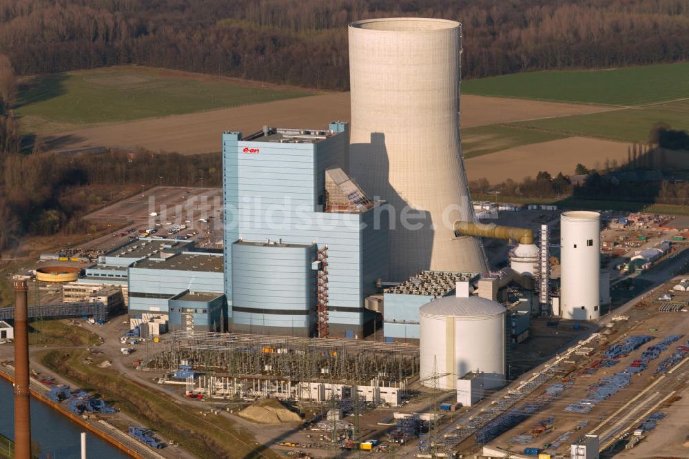 Luftbild Datteln - Baustelle des neue Steinkohlekraftwerk Datteln am Dortmund-Ems-Kanal