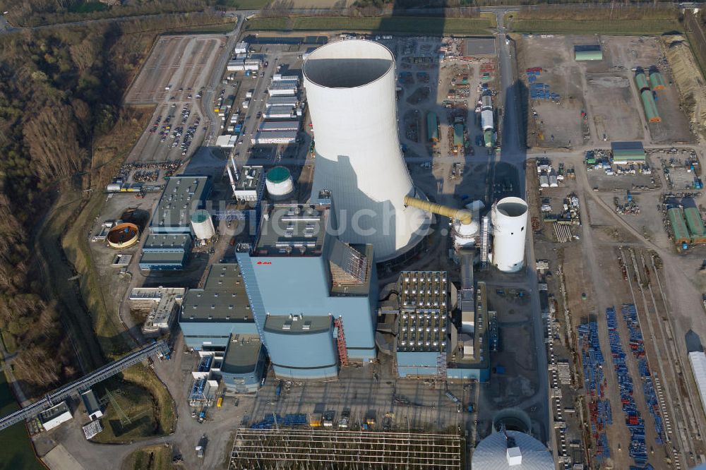 Datteln aus der Vogelperspektive: Baustelle des neue Steinkohlekraftwerk Datteln am Dortmund-Ems-Kanal