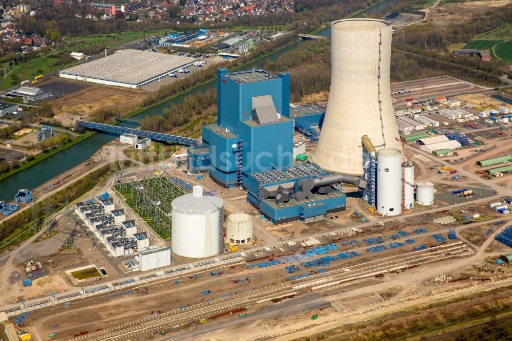 Datteln aus der Vogelperspektive: Baustelle des neue Steinkohlekraftwerk Datteln am Dortmund-Ems-Kanal im Bundesland Nordrhein-Westfalen