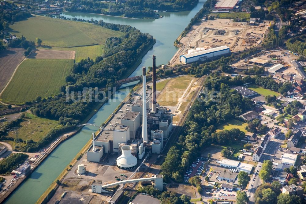 Datteln aus der Vogelperspektive: Baustelle des neue Steinkohlekraftwerk Datteln am Dortmund-Ems-Kanal im Bundesland Nordrhein-Westfalen