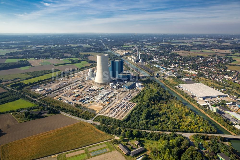 Luftbild Datteln - Baustelle des neue Steinkohlekraftwerk Datteln am Dortmund-Ems-Kanal im Bundesland Nordrhein-Westfalen