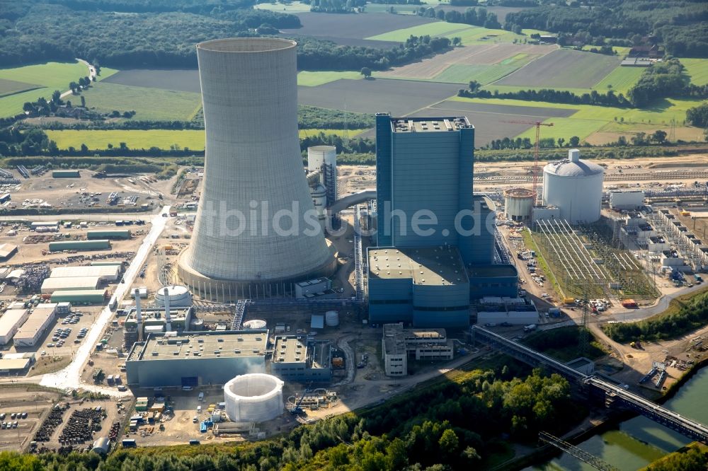Datteln aus der Vogelperspektive: Baustelle des neue Steinkohlekraftwerk Datteln am Dortmund-Ems-Kanal im Bundesland Nordrhein-Westfalen