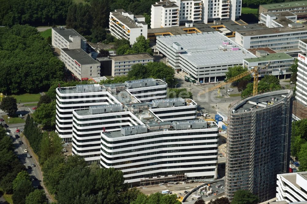 Luftbild Hamburg - Baustelle des neuen Bürogebäudes und Firmensitzes der Deutschen Telekom im Geschäftsviertel City Nord in Hamburg