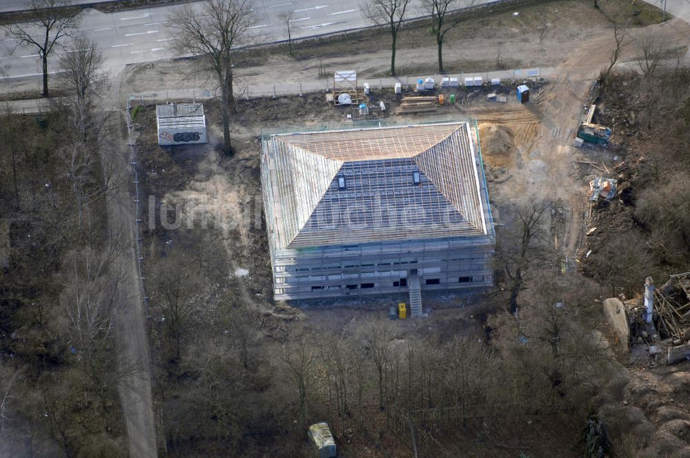 Hoppegarten von oben - Baustelle des neuen China-Restaurants an der B1 in Hoppegarten