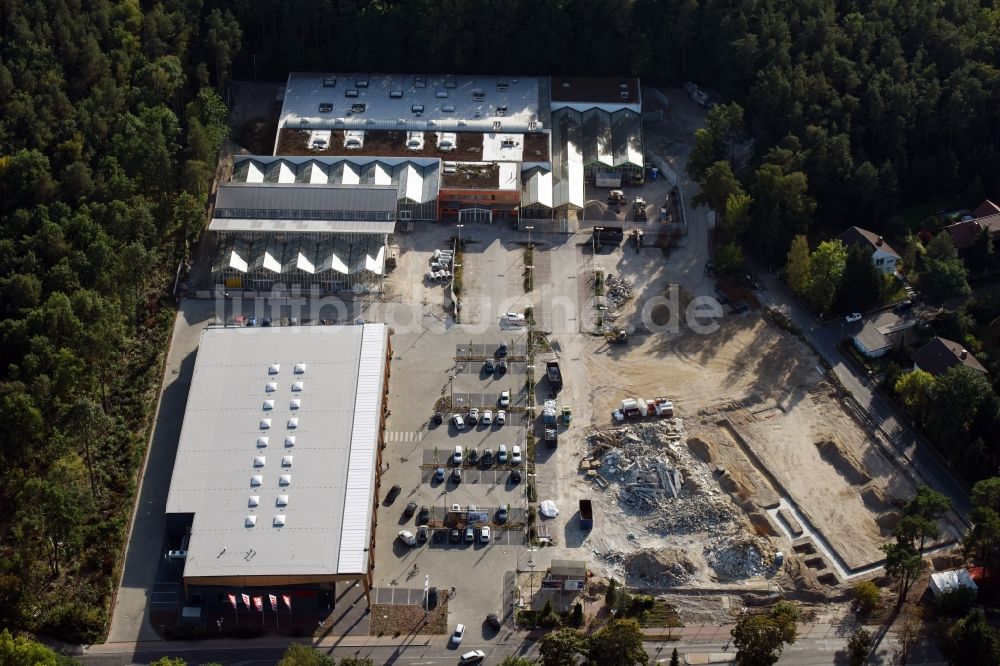 Hohen Neuendorf von oben - Baustelle eines neuen Einkaufszentrums und Supermarkt- Filiale von REWE in Hohen Neuendorf im Bundesland Brandenburg