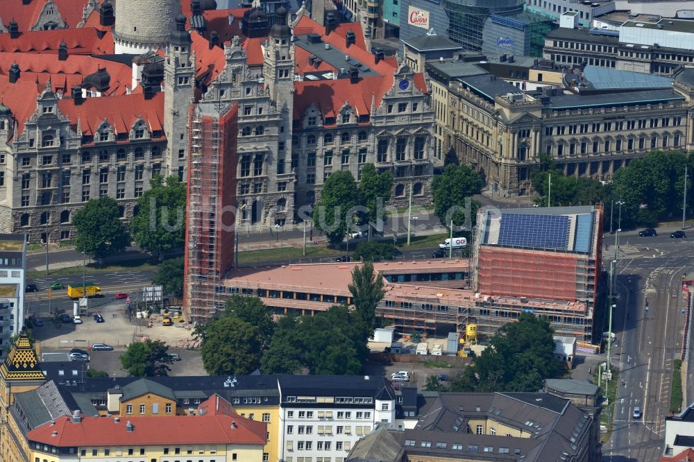 Leipzig aus der Vogelperspektive: Baustelle der neuen Propsteikirche St. Trinitatis in der Innenstadt von Leipzig im Bundesland Sachsen