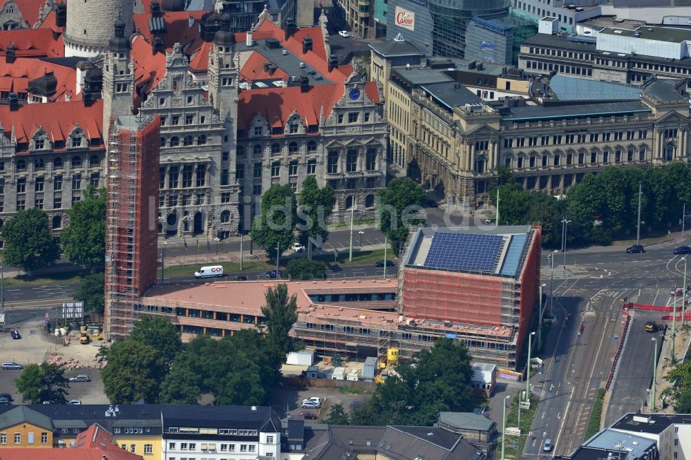 Luftaufnahme Leipzig - Baustelle der neuen Propsteikirche St. Trinitatis in der Innenstadt von Leipzig im Bundesland Sachsen