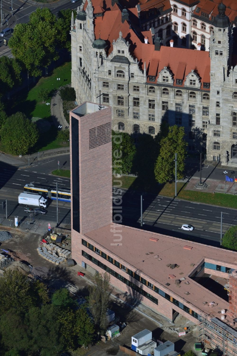 Leipzig aus der Vogelperspektive: Baustelle der neuen Propsteikirche St. Trinitatis in der Innenstadt von Leipzig im Bundesland Sachsen