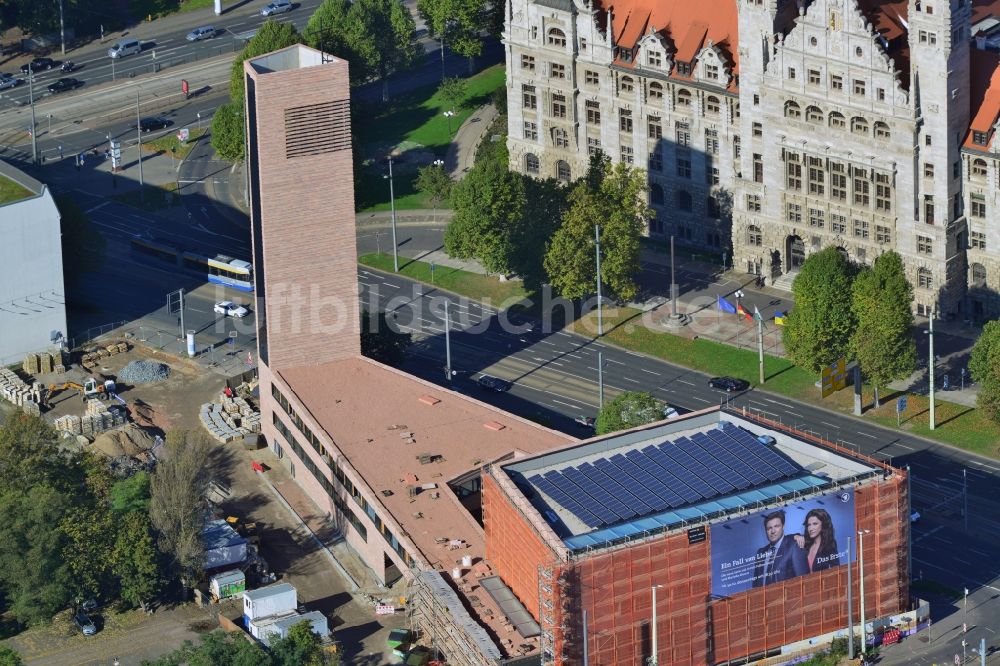 Luftbild Leipzig - Baustelle der neuen Propsteikirche St. Trinitatis in der Innenstadt von Leipzig im Bundesland Sachsen