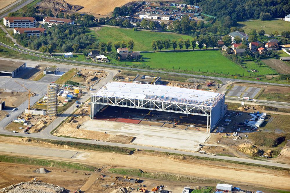 Berlin Schönefeld aus der Vogelperspektive: Baustelle des neuen Terminals am Flughafen Berlin Schönefeld (BBI)