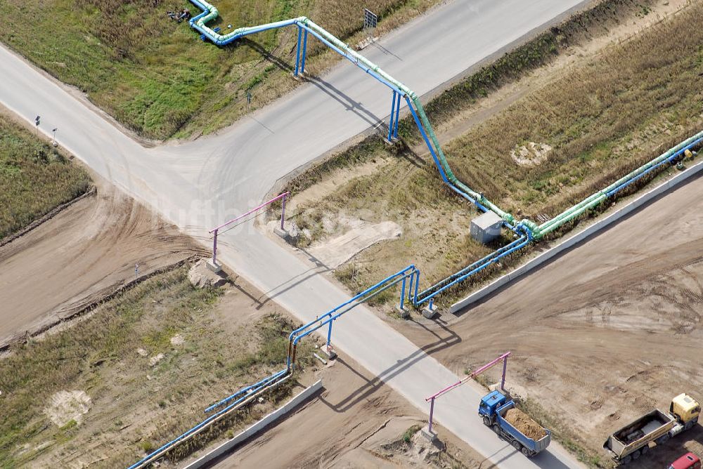 Schönefeld aus der Vogelperspektive: Baustelle des neuen Terminals am Flughafen Schönefeld (BBI)