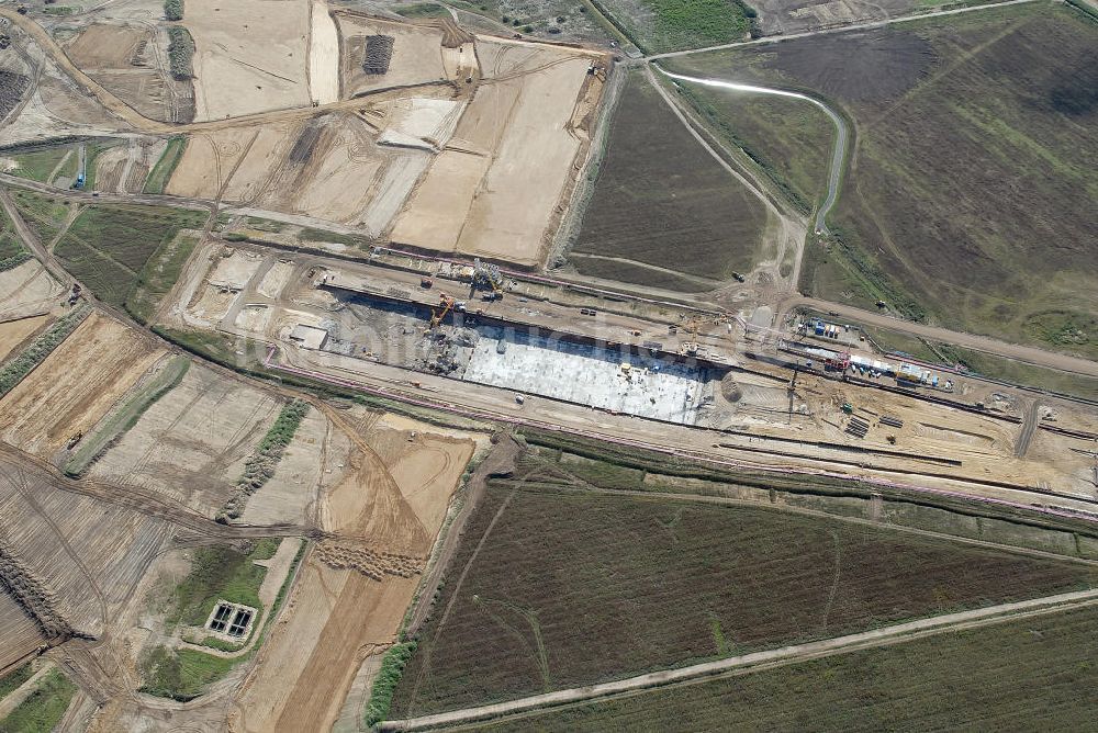 Luftaufnahme Schönefeld - Baustelle des neuen Terminals am Flughafen Schönefeld (BBI)