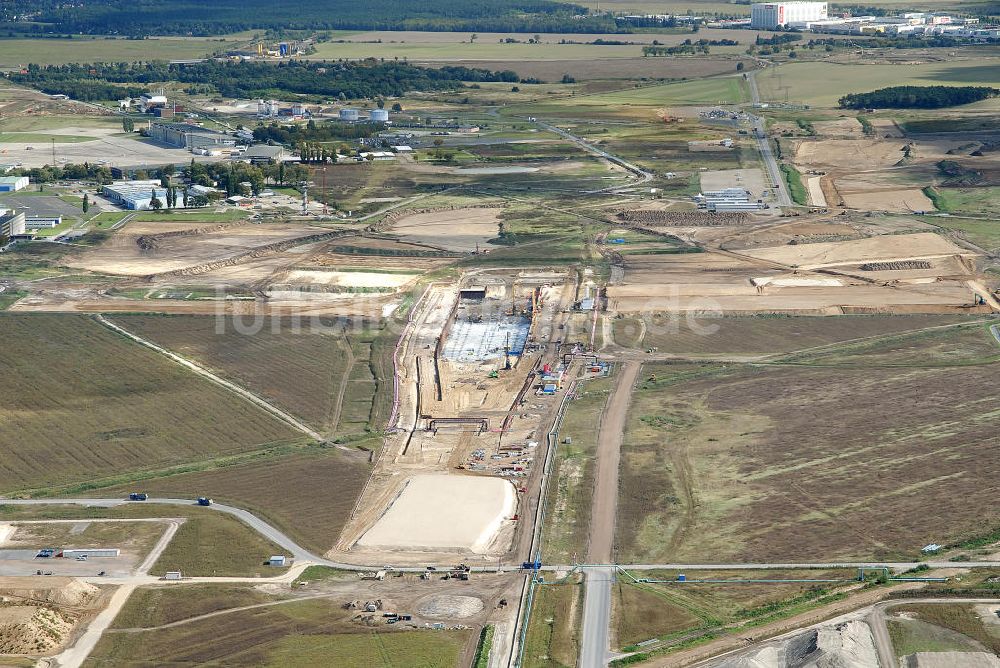 Luftaufnahme Schönefeld - Baustelle des neuen Terminals am Flughafen Schönefeld (BBI)