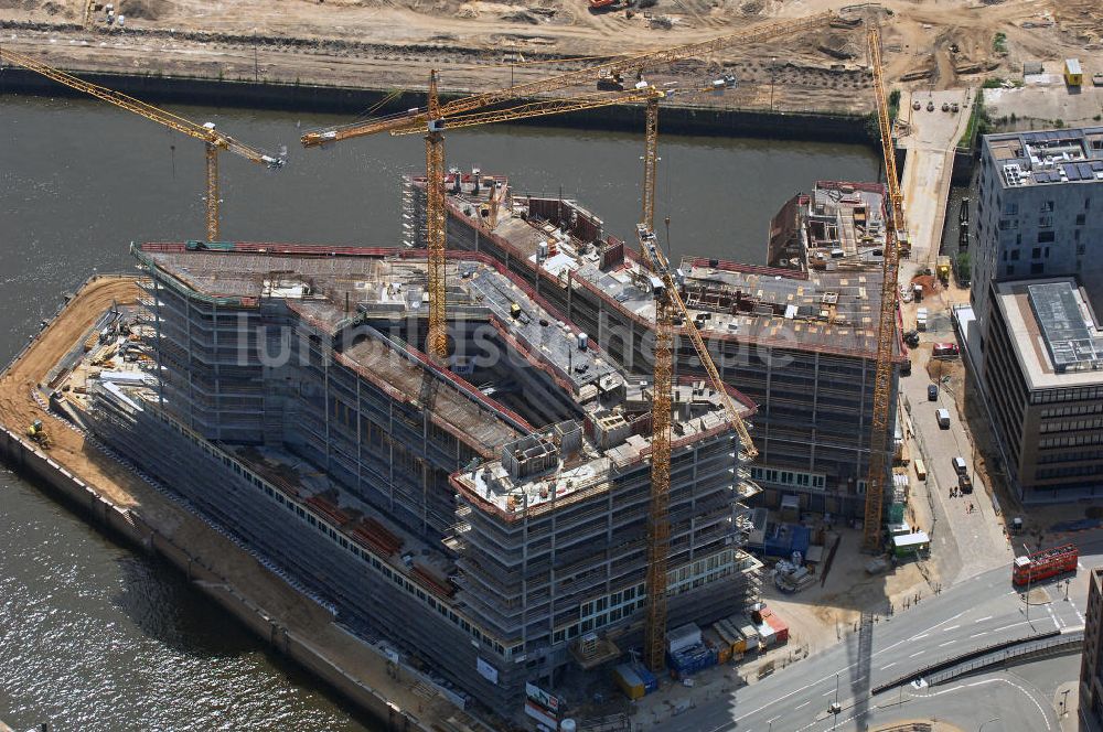 Hamburg von oben - Baustelle des neuen Unternehmenssitzes der Spiegel-Gruppe in HafenCity