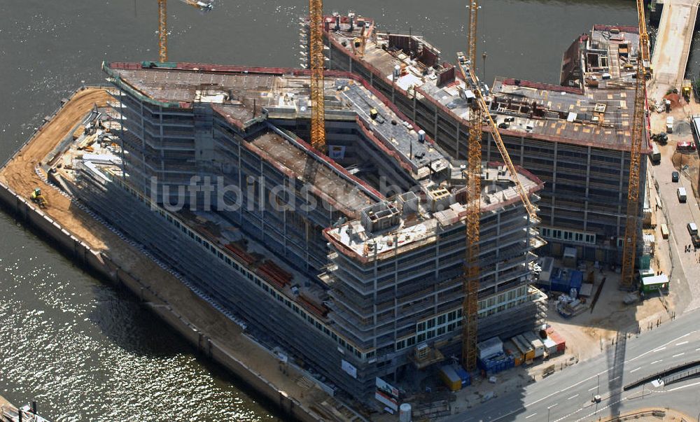 Hamburg aus der Vogelperspektive: Baustelle des neuen Unternehmenssitzes der Spiegel-Gruppe in HafenCity