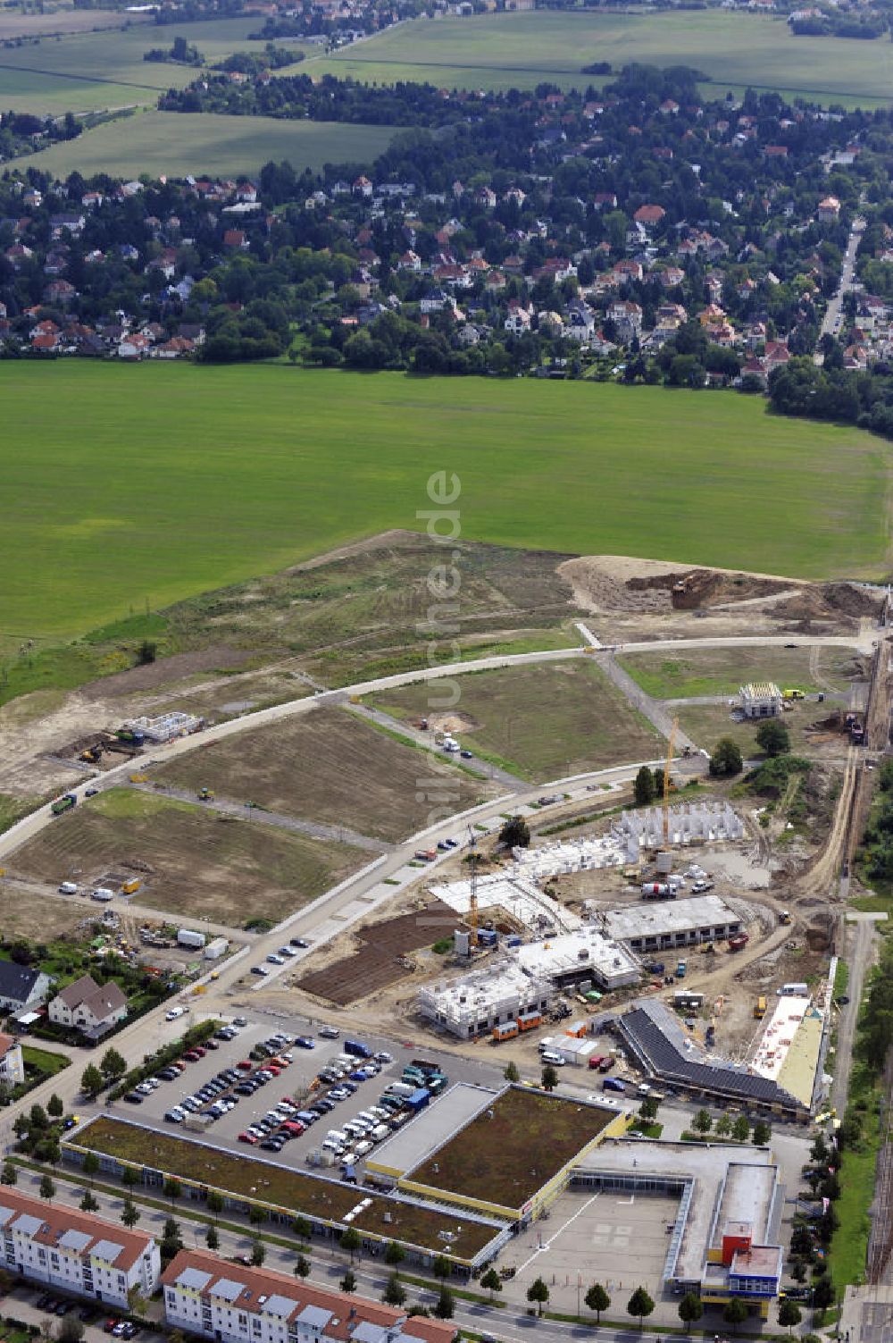 Leipzig von oben - Baustelle für neues Wohngebiet in Leipzig-Probstheida