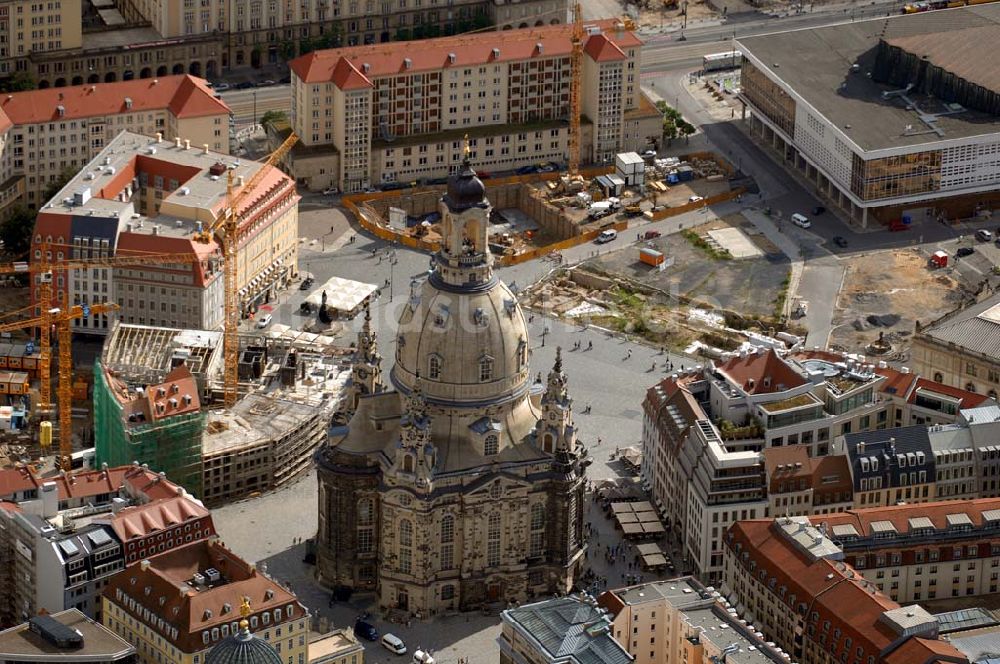 DRESDEN von oben - Baustelle Neumarkt und Frauenkirche Dresden