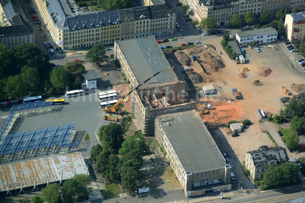 Chemnitz aus der Vogelperspektive: Baustelle am Omnibusbahnhof in Chemnitz im Bundesland Sachsen