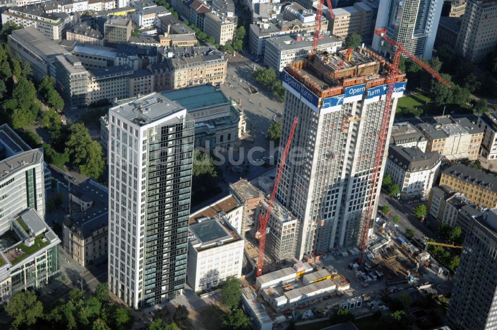 Frankfurt am Main aus der Vogelperspektive: Baustelle Opern Turm in Frankfurt am Main