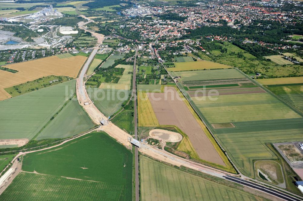 Luftbild Bernburg - Baustelle Ortsumgehung B 6n und BA 14 Bernburg in Sachsen-Anhalt