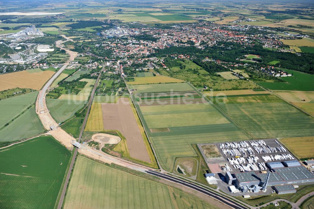 Luftaufnahme Bernburg - Baustelle Ortsumgehung B 6n und BA 14 Bernburg in Sachsen-Anhalt