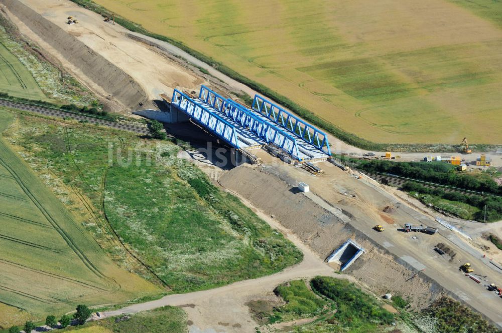 Bernburg aus der Vogelperspektive: Baustelle Ortsumgehung B 6n und BA 14 Bernburg in Sachsen-Anhalt