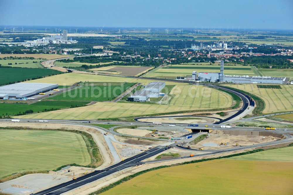 Luftaufnahme Bernburg - Baustelle Ortsumgehung B 6n und BA 14 Bernburg in Sachsen-Anhalt