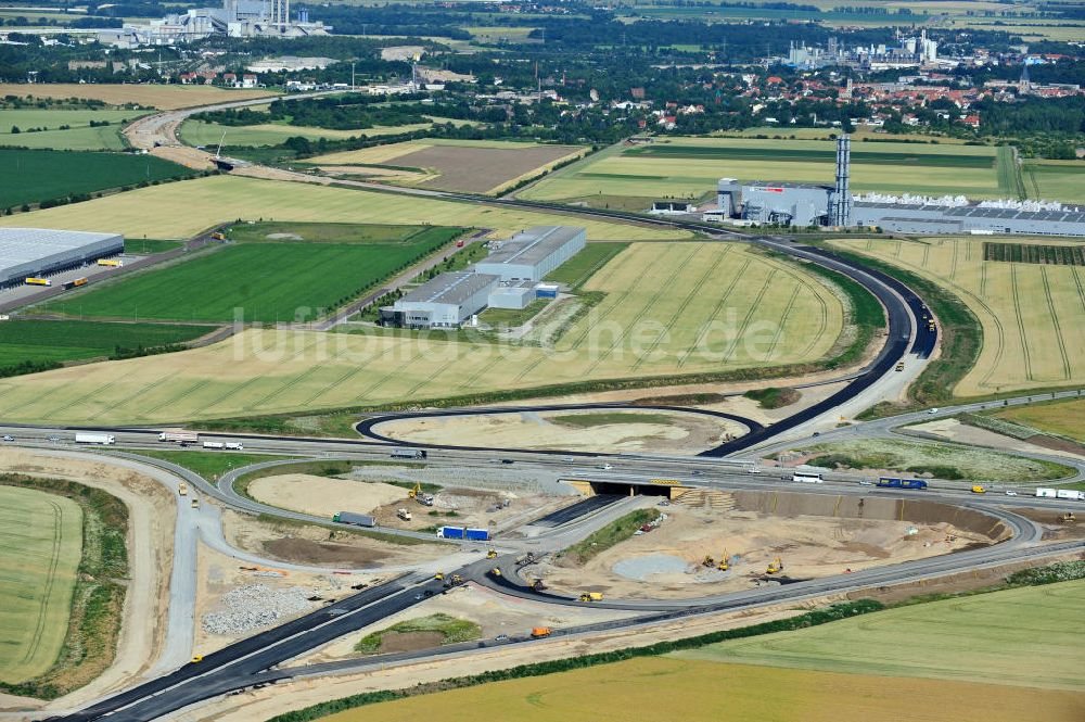 Bernburg von oben - Baustelle Ortsumgehung B 6n und BA 14 Bernburg in Sachsen-Anhalt